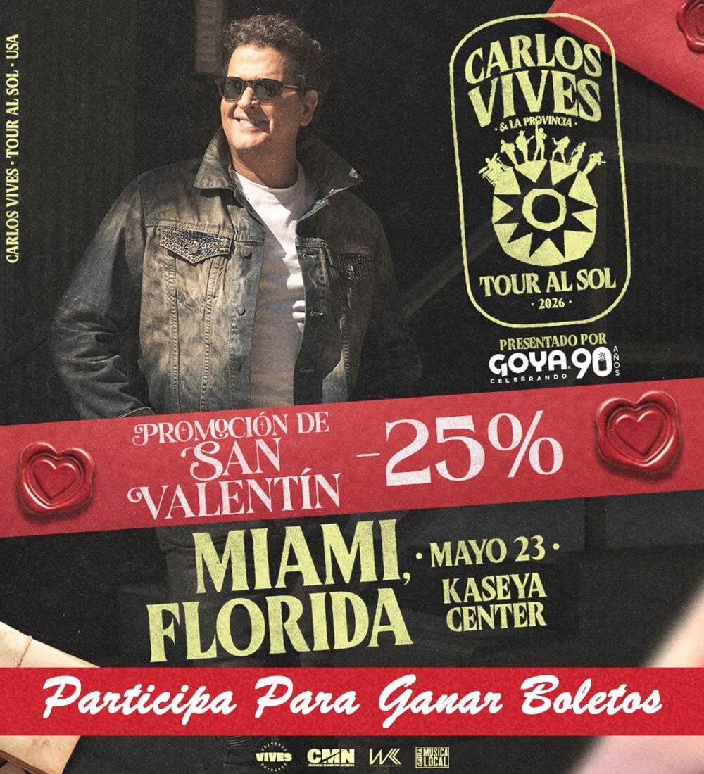 Participa para ganar boletos a Carlos Vives