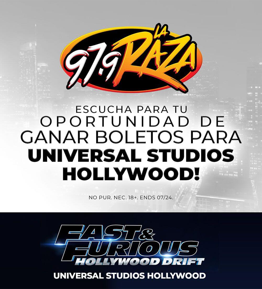 LA RAZA TE DA LA OPORTUNIDAD DE GANAR 4 BOLETOS PARA UNIVERSAL STUDIOS HOLLYWOOD!